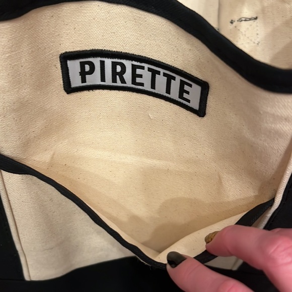 🏝️ PIRETTE Canvas Beach Tote 🏝️ NEW Bag Black/Cream/White - Picture 3 of 5